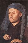 Jan Van Eyck Canvas Paintings - Portrait of a Goldsmith (Man with Ring)